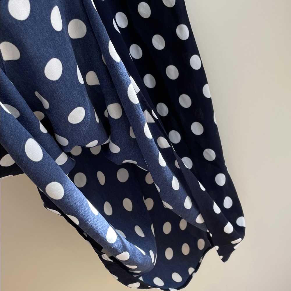 NWT Halogen Nordstrom Navy and White Polka Dot Lightweight A-line Skirt S - Picture 3 of 8
